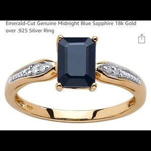 Midnight blue sapphire & gold diamond ring